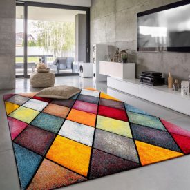   3D színes design modern szőnyeg nappaliba absztrakt rövid szálú multikolor 160x230 cm