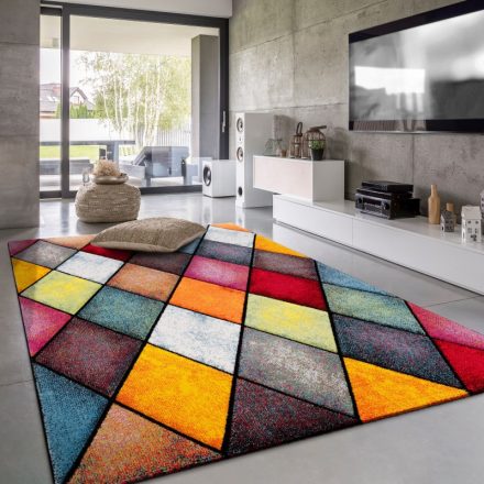 3D színes design modern szőnyeg nappaliba absztrakt rövid szálú multikolor 80x150 cm