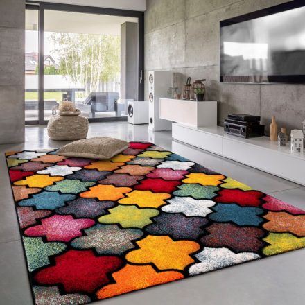 3D színes design modern szőnyeg nappaliba marokkói rövid szálú multikolor 80x150 cm