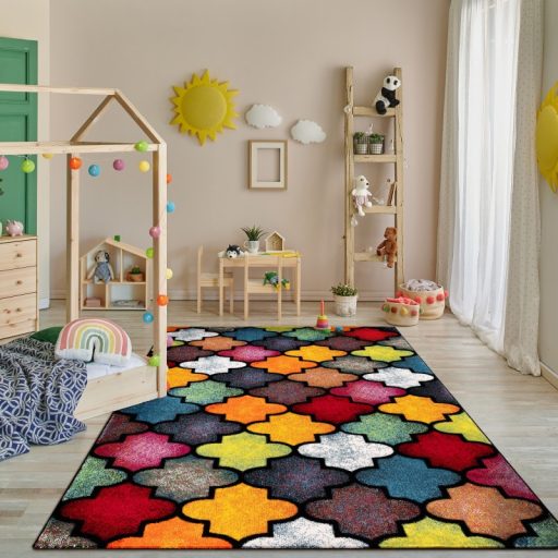 Modern nappali szonyeg 3D szines marokkoi rovid szalu 60x110 cm