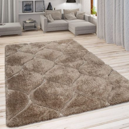 Shaggy szőnyeg marokkói mintával barna 160x220 cm