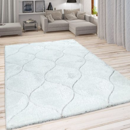 Shaggy szőnyeg marokkói mintával fehér 160x220 cm
