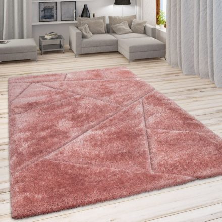 Szinbád shaggy szőnyeg geometria mintával pink 60x100 cm