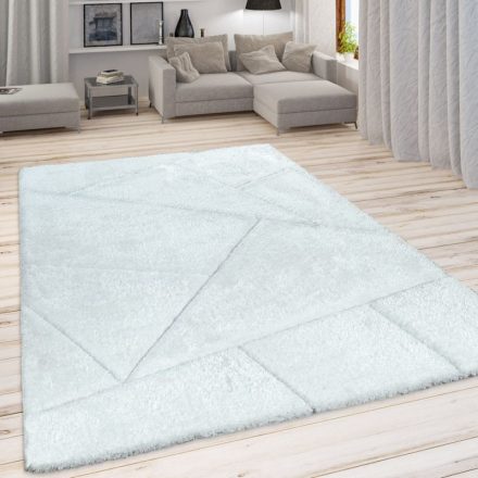 Szinbád shaggy szőnyeg geometria mintával fehér 160x220 cm