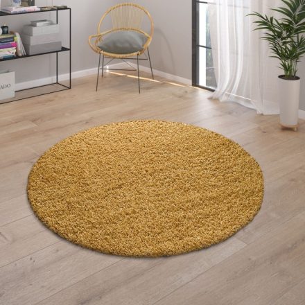 Shaggy szőnyeg puha hosszú szálú design szőnyeg mustár 120 cm kör