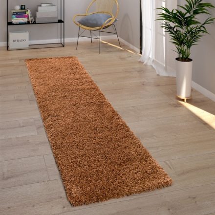 Shaggy szőnyeg puha hosszú szálú design szőnyeg rozsdabarna 70x250 cm