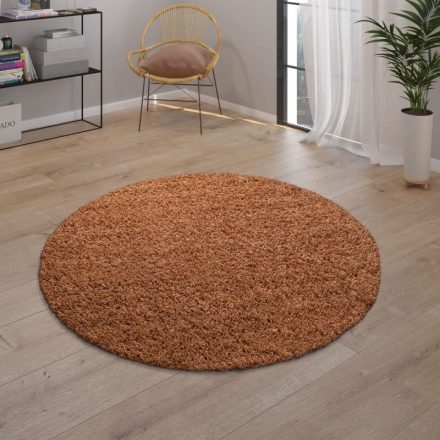 Shaggy szőnyeg puha hosszú szálú design szőnyeg rozsdabarna 120 cm kör