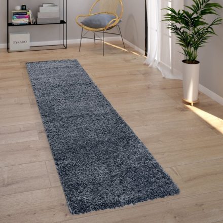 Shaggy szőnyeg puha hosszú szálú design szőnyeg sötétkék 70x250 cm