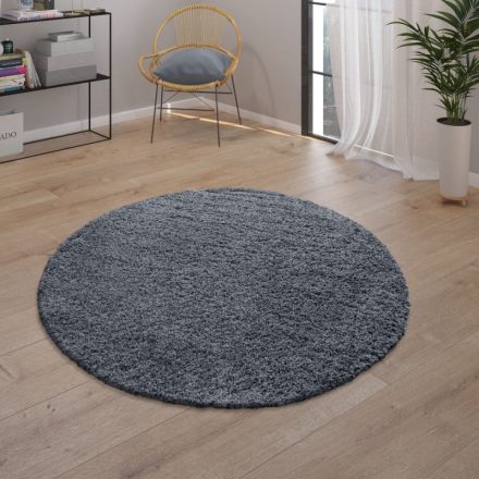 Shaggy szőnyeg puha hosszú szálú design szőnyeg sötétkék 120 cm kör
