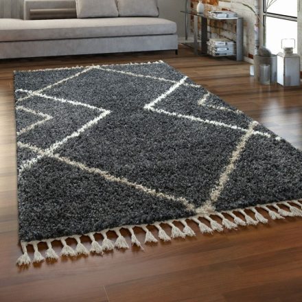 Romina Shaggy szőnyeg skandináv stílusú geometrikus modern szőnyeg antracit 240x340 cm