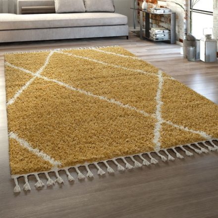 Shaggy szőnyeg art deco design mustár 60x100 cm