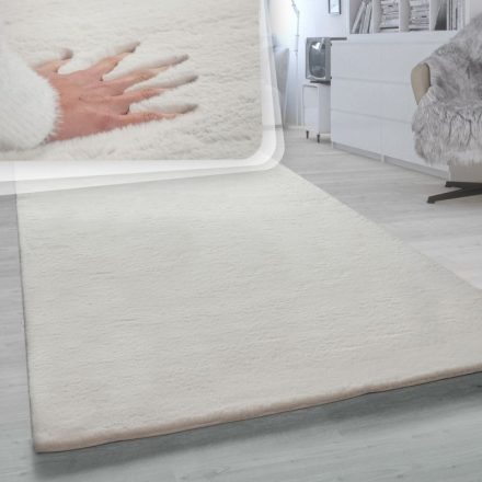 Shaggy szőnyeg plüss hatású puha szőnyeg krém 180x200 cm ovális