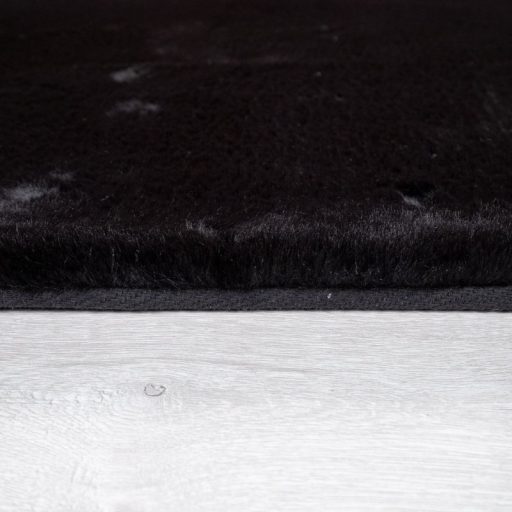 Pluss shaggy szonyeg - puha, fekete szonyeg 160 cm kerek