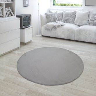 Pluss shaggy szonyeg - puha, szurke szonyeg 120 cm kerek