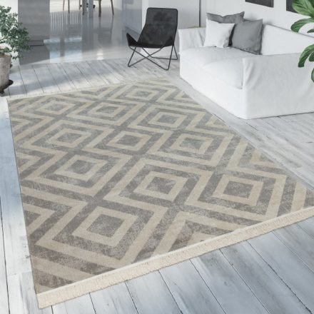 Skandináv kültéri szőnyeg rombusz mintával szürke-fehér 240x340 cm