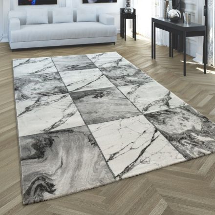3D hatású designer szőnyeg márvány mintás szürke-ezüst 80x150 cm