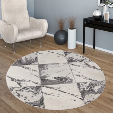 3D hatású designer szőnyeg márvány mintás szürke-ezüst 120 cm kör alakú