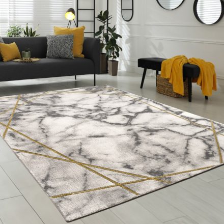 3D hatású designer szőnyeg absztrakt márvány mintás szürke-arany 80x150 cm