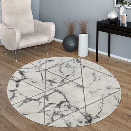 Designer szőnyeg márvány mintával 3D hatású szürke-ezüst 120 cm kör alakú