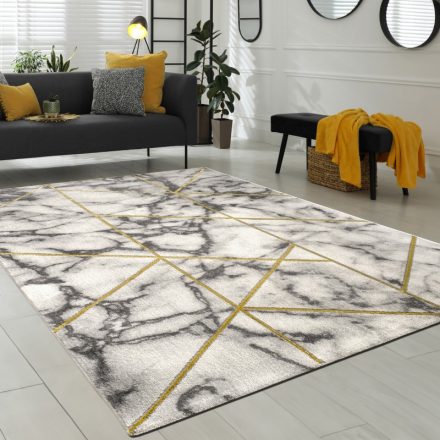 Designer szőnyeg márvány mintával 3D hatású szürke-arany 240x340 cm