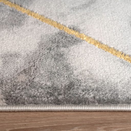 Szonyeg nappaliba - 3D hatasu, marvany mintas, szurke-arany, 80x150 cm