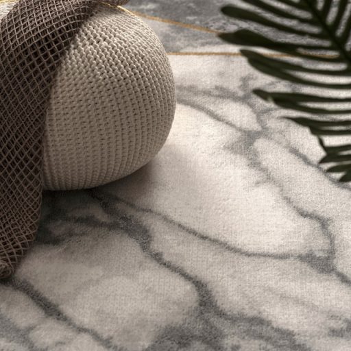 Borduros absztrakt marvany mintas szonyeg szurke-arany 200 cm kor