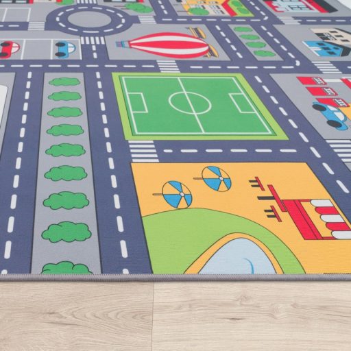 szurke jatszoszonyeg traktor es autopalya mintaval 100x200 cm