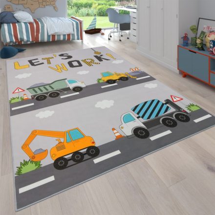 Gyerekszoba szőnyeg csúszásmentes kisfiú gyerekszőnyeg útépítés 200x200 cm négyzet