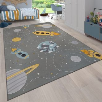 csuszasmentes antracit gyerekszoba szonyeg bolygok 160x220 cm