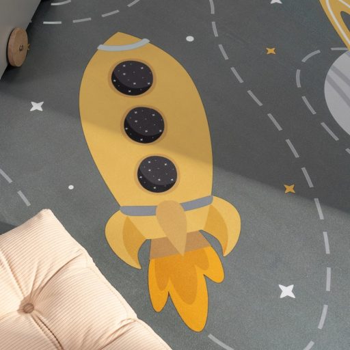 csuszasmentes antracit gyerekszoba szonyeg bolygok 100x200 cm