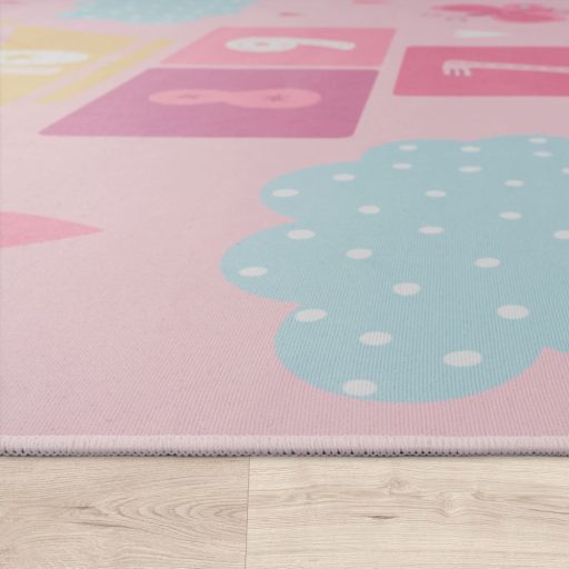 csuszasmentes rozsaszin kislany gyerekszoba szonyeg 200x200 cm