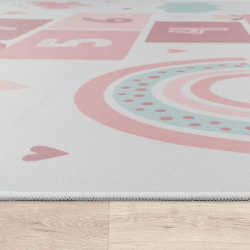 Gyerekszoba szőnyeg lányoknak- játszószőnyeg, csúszásmentes, krém, 80x150 cm