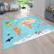turkiz gyerekszonyeg terkep mintaval fiuknak 100x200 cm