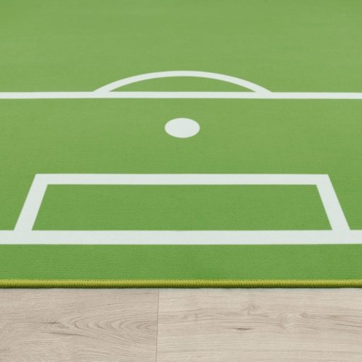 Gyerekszoba szőnyeg fiúknak- focipálya mintás, csúszásmentes, zöld, 80x150 cm