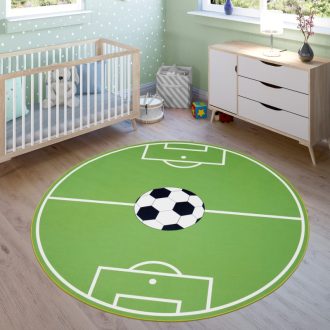 zold focipalya mintas gyerekszonyeg fiuknak 160 cm kerek