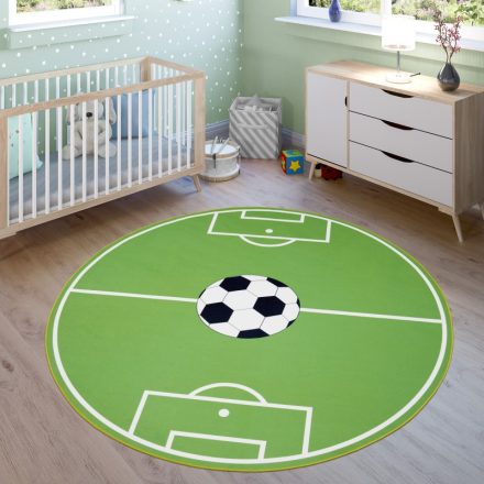 Szőnyeg fiúknak focipálya gyerekszőnyeg - zöld 160 cm kör alakú