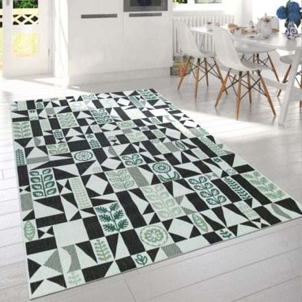 Kültéri és beltéri szőnyeg lapos szövésű virágok design - zöld 160x230 cm