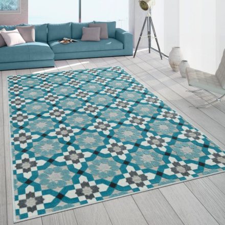 Kültéri szőnyeg retro design - türkiz szőnyeg 200x290 cm