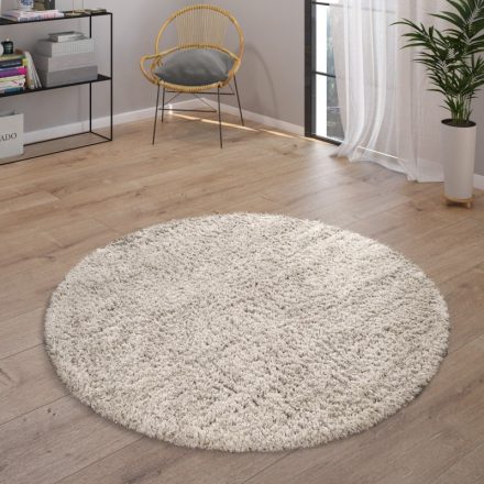 Eden Shaggy szőnyeg egyszínű szőnyeg bézs 120 cm kerek