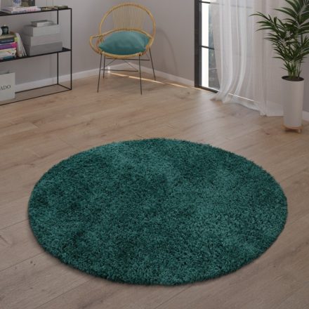 Eden Shaggy szőnyeg egyszínű szőnyeg zöld 80 cm kerek