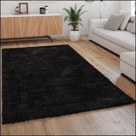 Eden Shaggy szőnyeg egyszínű szőnyeg fekete 60x100 cm