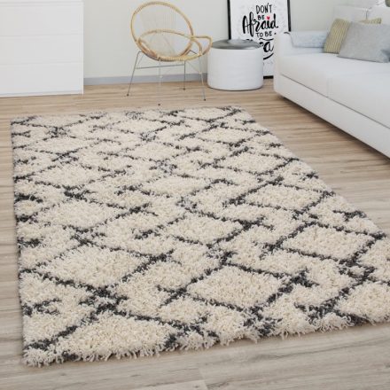 Shaggy szőnyeg absztrakt mintával krém-antracit 200x280 cm
