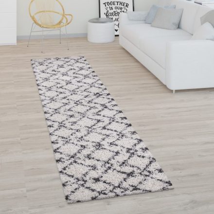Shaggy szőnyeg absztrakt mintával krém-antracit 80x300 cm