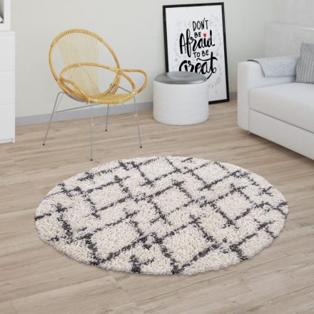Shaggy szőnyeg absztrakt mintával krém-antracit 80 cm kör