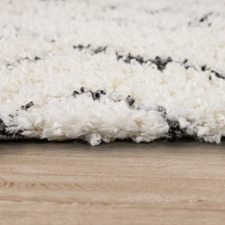 Shaggy szőnyeg absztrakt mintával skandináv stílusú krém-antracit 150 cm négyzet
