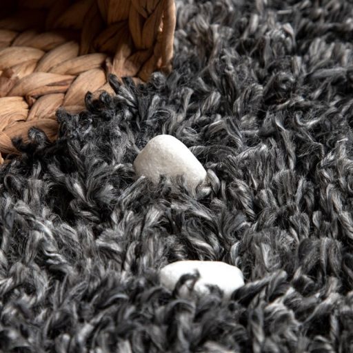 Regina Shaggy szőnyeg skandináv stílusú gyémánt mintával antracit 120 cm kerek