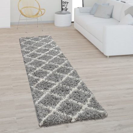 Regina Shaggy szőnyeg skandináv stílusú gyémánt mintával modern szőnyeg - szürke 80x300 cm