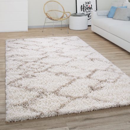 Shaggy szőnyeg nappaliba hálószobába puha skandináv szőnyeg krém-bézs 80x300 cm