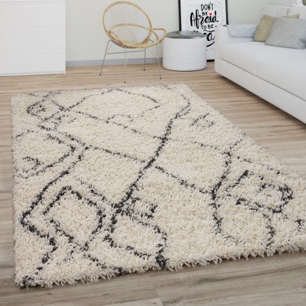 Shaggy szőnyeg nappaliba hálószobába bolyhos skandináv szőnyeg krém-antracit 240x340 cm