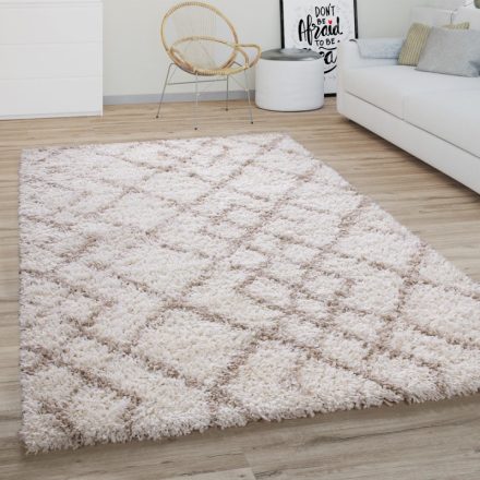Shaggy szőnyeg nappaliba hálószobába puha skandináv szőnyeg krém 60x100 cm